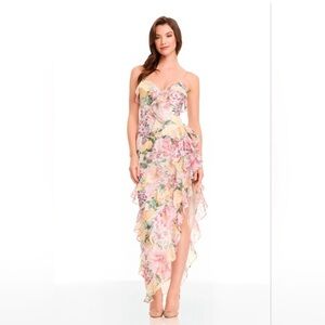 Dress the population Josefina Gown Metallic Size M NWT